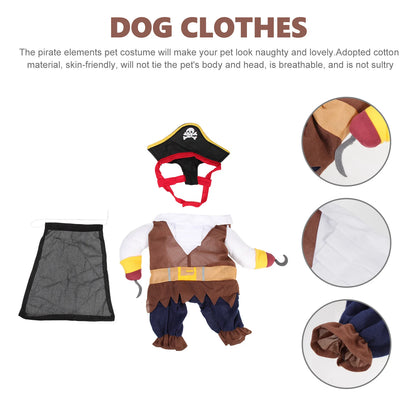Pet Transformation Costume Dog Clothes Pirate Theme Halloween Wear Cotton Comfortable Cosplay Clothing Decorative Props Dog