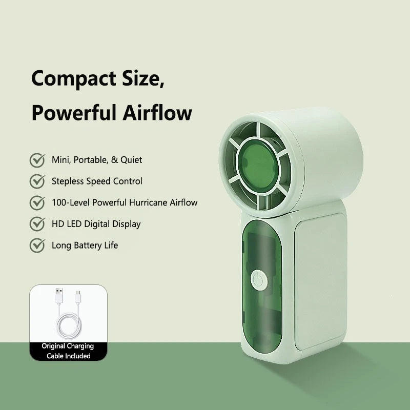 Lenovo Portable Mini Handheld Fan with LED Display Semiconductor Refrigeration High Wind Power Rechargeable Battery Outdoor Fan