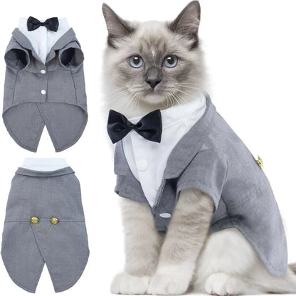 Cat Shirt Vest Clothing Cat Birthday Tailcoat Clothes Formal Attire Small Shirt Pet Clothes Wedding Birthday Cat Vest