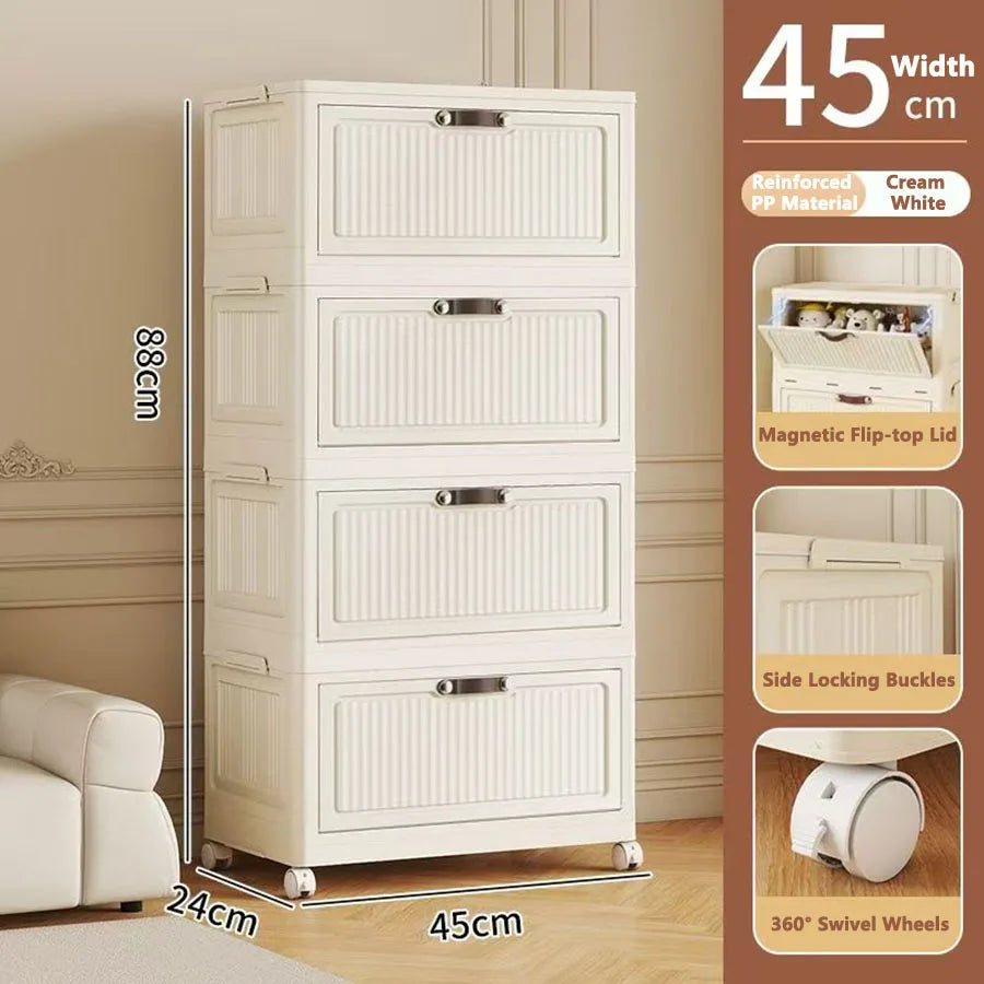 Storage Cabinet Foldableing Storage Box Home Living Room Toy Cabinet Storage Rack Snack Cabinet Organizer Box Kitchen Storage Cabinet Folding Storage Cabinet Organizer