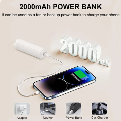 Portable Mini Handheld Fan Small Pocket Fan USB Rechargeable Battery Fan Folding Cooling Hand Fan Mini USB Fan with Power Bank