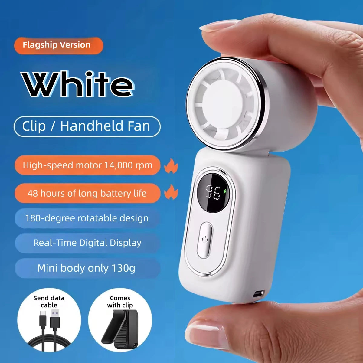 Portable Handheld Fan Mini Clip Fan Umbrella Holder Function Rotatable USB Charging Compact Personal Cooling Fan Outdoor Camping