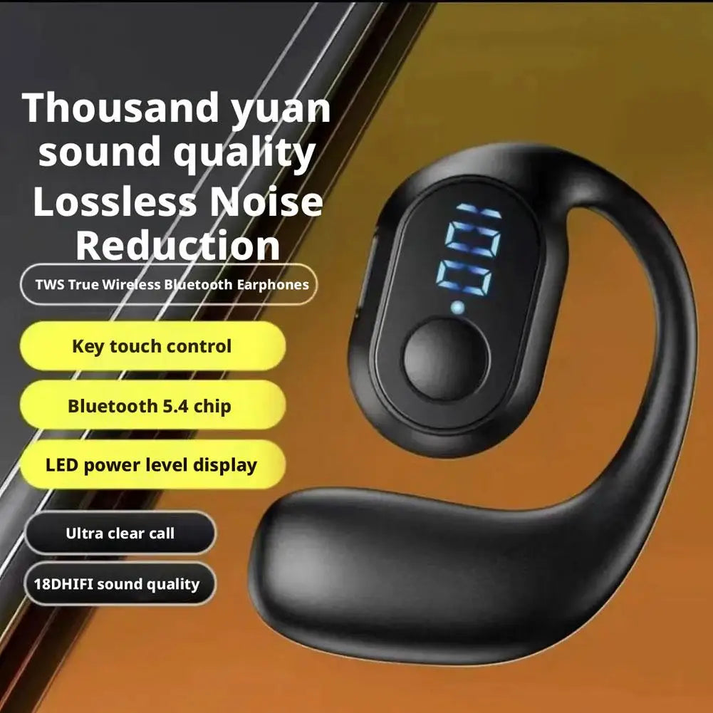 Open-ear Air Conduction Headphone Wireless Bluetooth Earphones Bone Conduction Stereo Single Ear Clip Immersive HI-FI Sound
