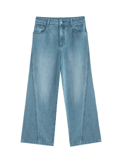 DUSHU Plus Size Women's High Waisted Jeans Women's 2025 Spring New Style Wide Leg Jeans Long Pants 25DS81044+25DS81163