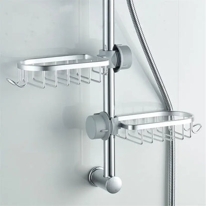 Bathroom Shelf Black Shower Storage Basket Storage Rack Adjustable Faucet