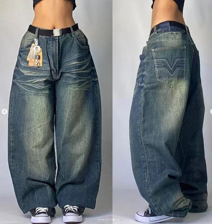 American Fashion Trend Joker Best Sell Special Spot Jeans Women Street Y2K New Punk Oversized Wide-leg Pants Unisex Casual Jeans