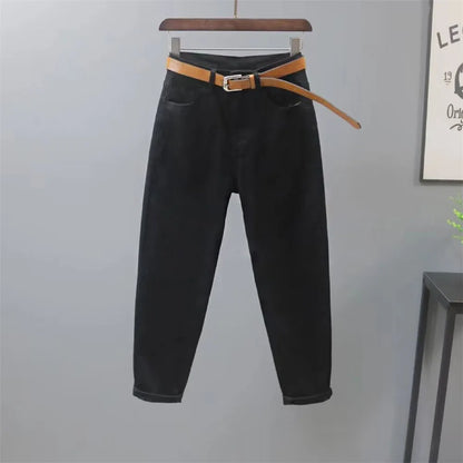 White Jeans Women's Loose Casual Harem Pants Spring Summer Korean Ankle-Length Denim Pants Lady Cowboy Trousers Khaki Black