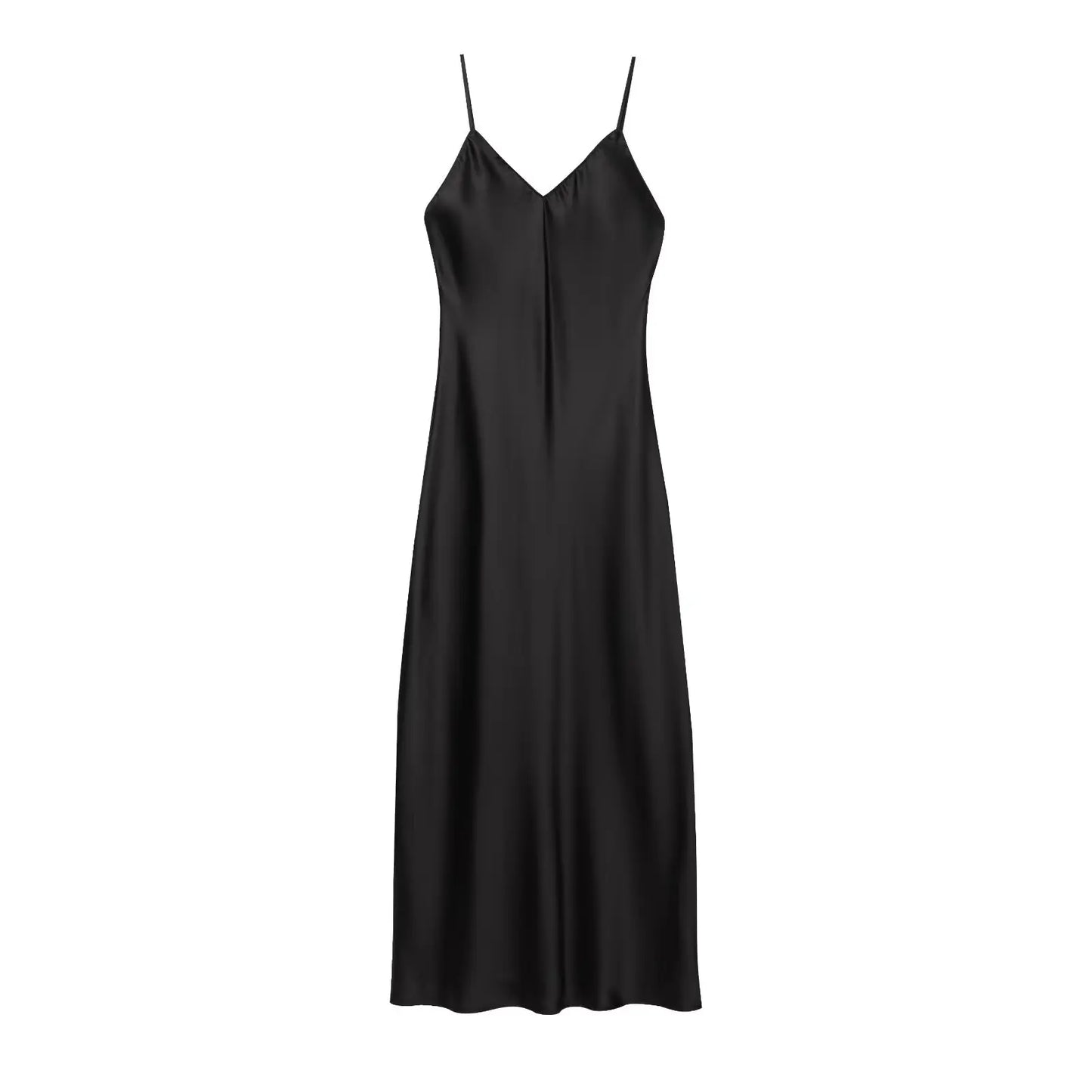 KONDALA Fall Women Sexy Stain Long Dress Thin Strap Backless Slim Long Dress New 2025 Fashion Summer  Party Long Slim Dress