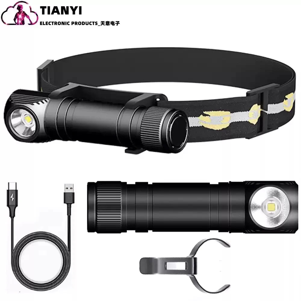 Headlamp with Aluminum Alloy Headband, L2 High Brightness Outdoor Lighting, Corner Light for Low-Light Work, Waterproof for Camp
