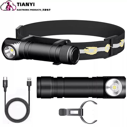 Headlamp with Aluminum Alloy Headband, L2 High Brightness Outdoor Lighting, Corner Light for Low-Light Work, Waterproof for Camp
