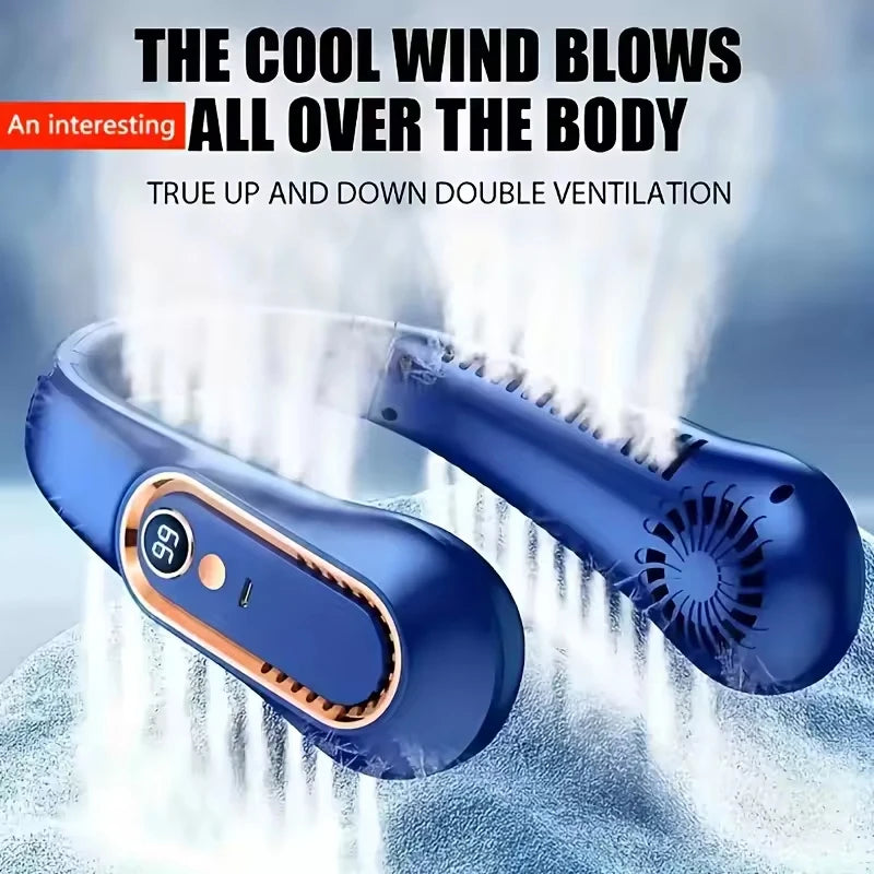 Hanging Neck Fan Digital Display Power Ventilador Bladeless Neckband Fan Portable Mini Air Cooler USB Rechargeable Electric Fans