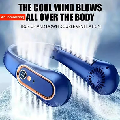 Hanging Neck Fan Digital Display Power Ventilador Bladeless Neckband Fan Portable Mini Air Cooler USB Rechargeable Electric Fans