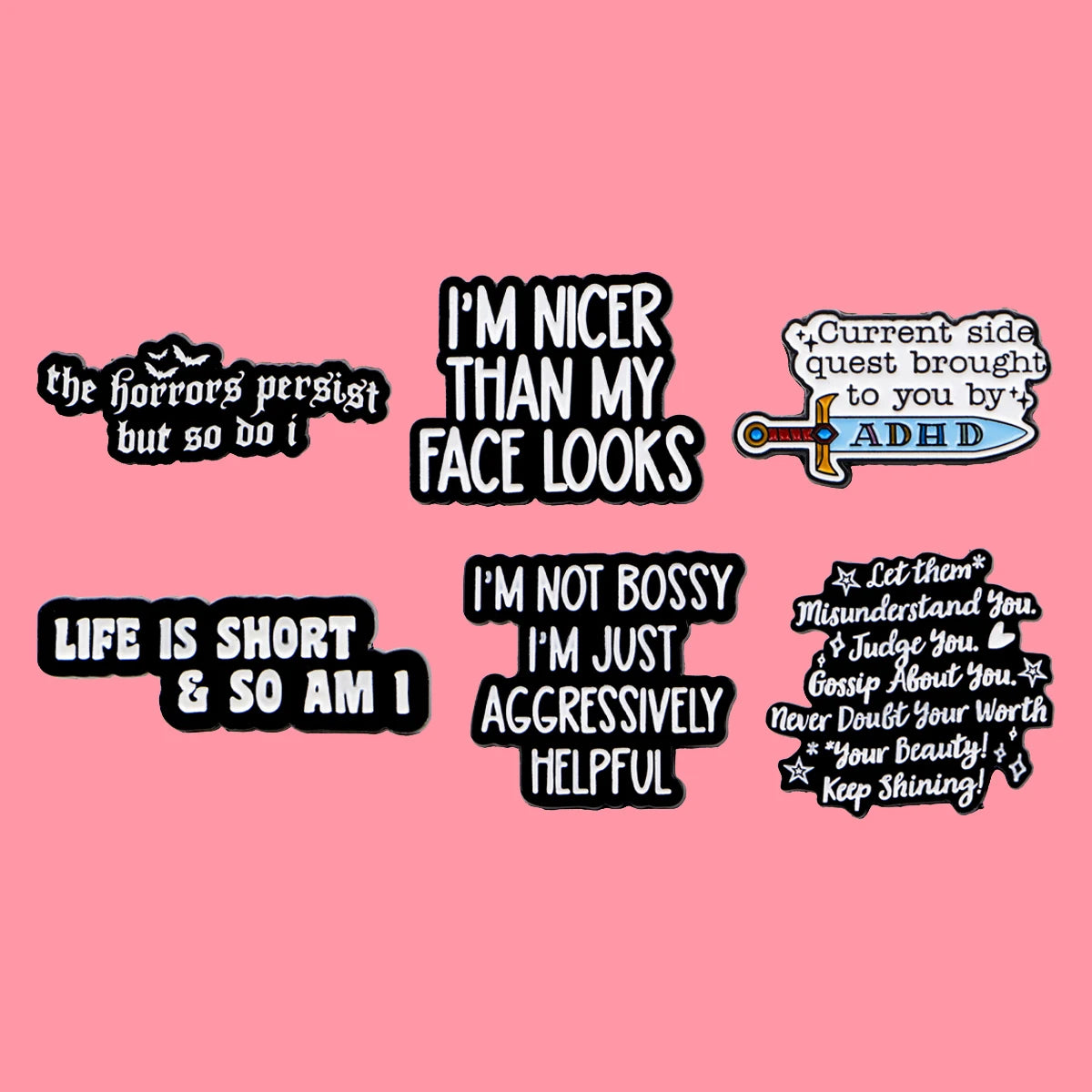 I'm NICER THAN MY FACE LOOKS Quote Enamel Pins ADHD Brooch Badge on Backpack Lapel Pin Costume Accessories Fashion Jewelry Gifts