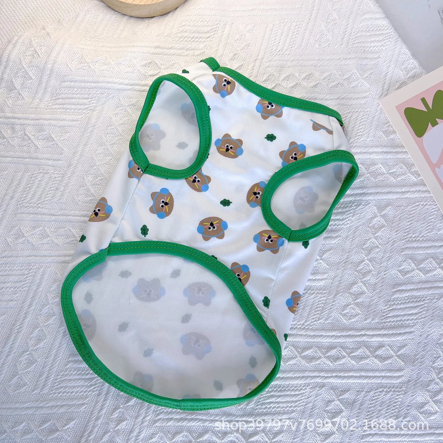 Pet Dog Clothes Puppy Summer Vest Thin Pomeranian Jumper Bear Print T-shirt Teddy Cartoon Clothing Dog Products Xs-xl