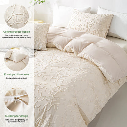 3pcs Cutting Flower Bedding Set with Zip Closure - Polyester, All-Season Comforter Set (Comforter & Pillow Shams Not Included)