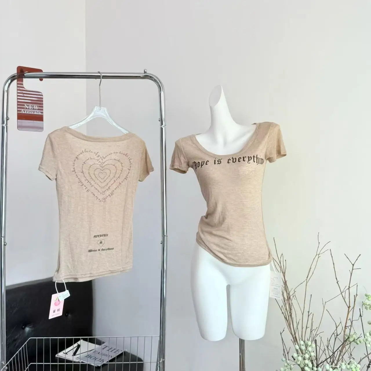 Women T Shirt 2025 Summer New Round Neck Letter T-shirts Casual Slim Fit Waist Spicy Girl Printed Short Sleeved Top