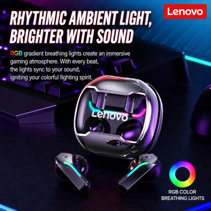 Lenovo Wireless Gaming Earbuds Ultra-Low Latency Sports ANC RGB Lighting HD Call Ergonomic Design Long Battery Life Earphones
