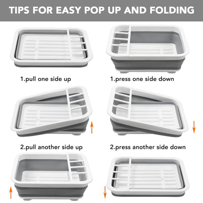 Kitchen Foldable Dish Rack  Storage Holder Drainer Bowl Tableware Plate Portable Drying Rack Home Dinnerware Dish Rack Organizer