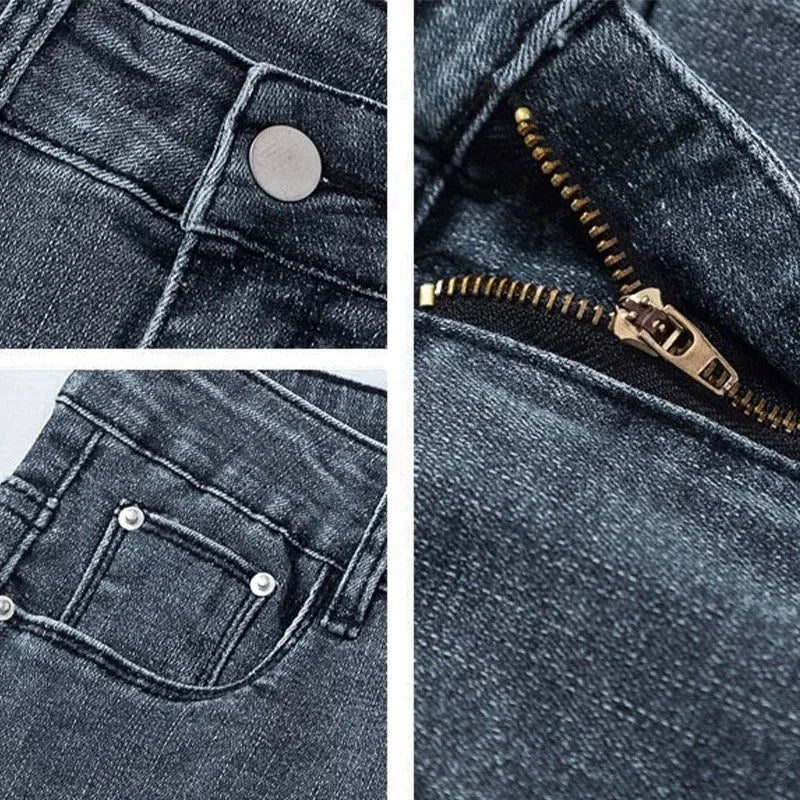 Women High Waist Thermal Jeans Winter Warm Stretchy Fleece Lined Denim Pants Leggings Blue Black Female Slim Pants Trousers