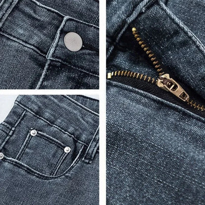 Women High Waist Thermal Jeans Winter Warm Stretchy Fleece Lined Denim Pants Leggings Blue Black Female Slim Pants Trousers