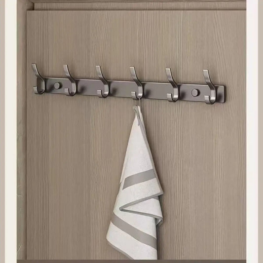 no drill Holes One Row Hangers Kitchen Towels Clothes Hats Toilet Towel Rack Storage Wall Mounted Door Back Rod Hook