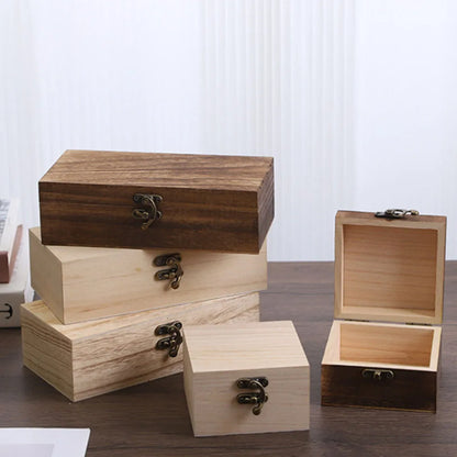 Square Wooden Storage Box With Lid Retro Flip-top Wooden Box Giving Box 10*10*6CM Jewelry Organizer Box For Home Decoration