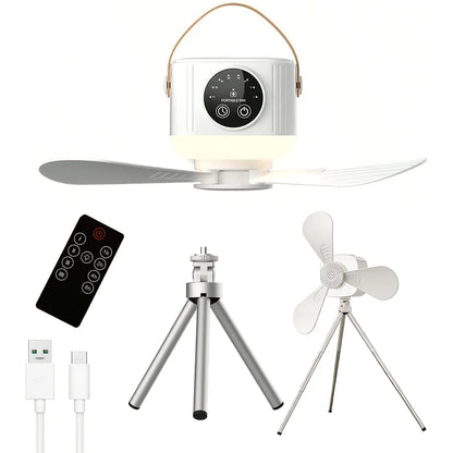 2026 New Portable Rechargeable Ceiling Fan Wireless USB Hanging Fan for Student Dorm Bed Outdoor Camping