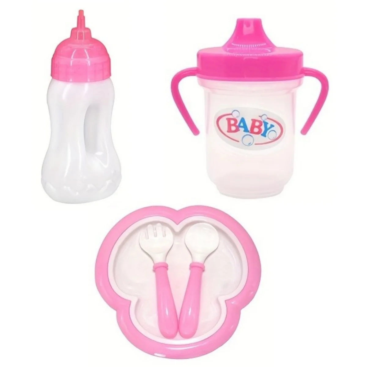 Baby Doll Feeding Bottle Set Baby Care Toy Stroller 2pcs Milk And Juice Bottles With Toy Pacifier Baby Doll Accessories