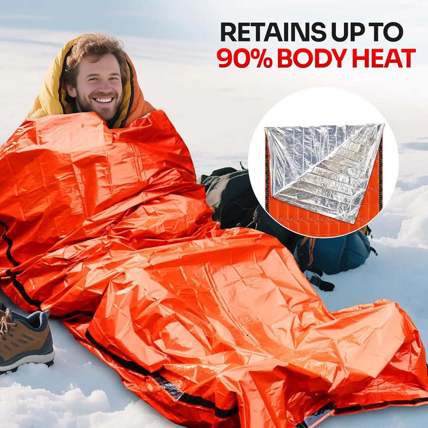 Emergency Sleeping Bag for Survival Gear and Supplies Life Bivy Sack Waterproof Mylar Emergency Blankets for Survival Kit