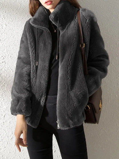 Korean Women Long Sleeve Jackets New Autumn Winter Jackets for Women Plush Thickened Double Sided Cashmere Lapel Warm Coat blusa
