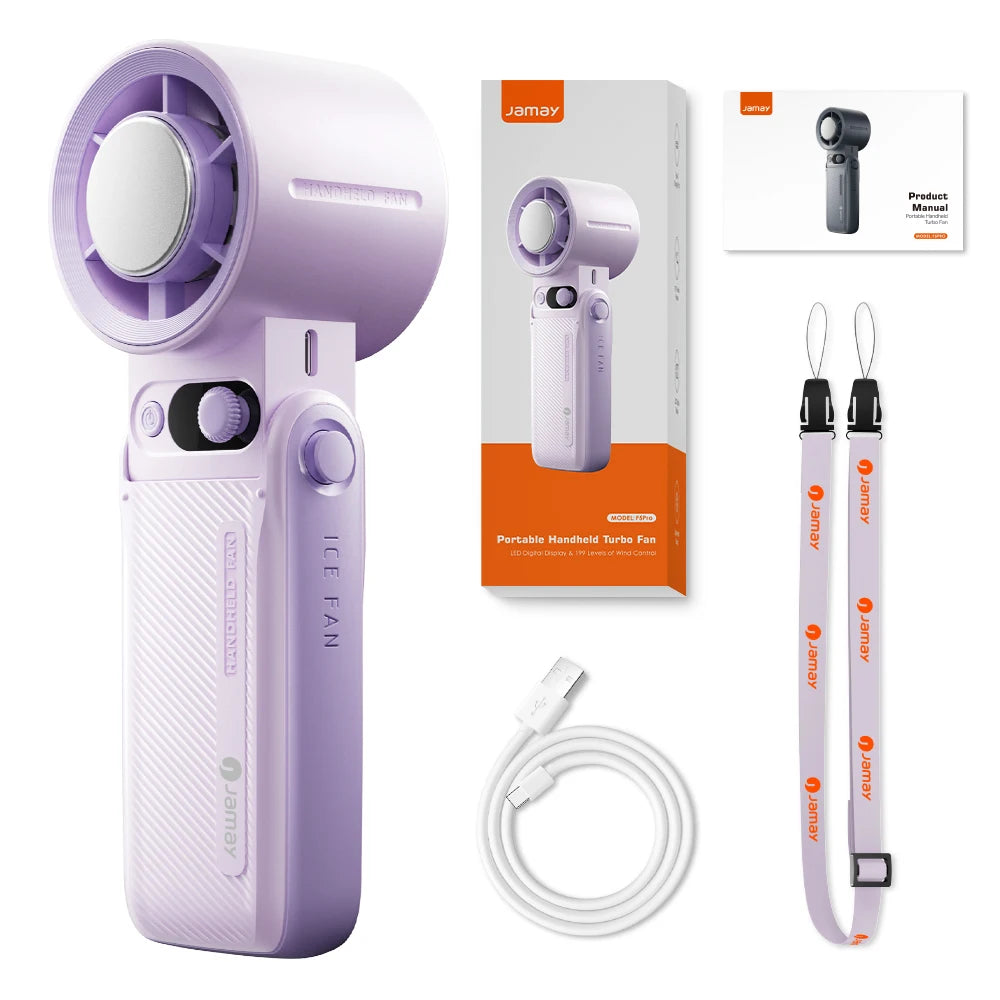 Portable Outdoor Handheld Fan With Refrigeration Board LED Digital Display 135° Foldable 199Gear Strong Wind Speed 8000mAh F5PRO