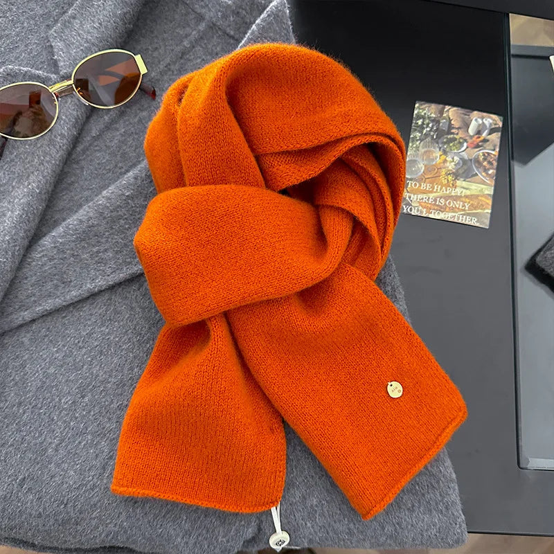 100% Wool Winter Scarf For Women Long Warm Cashmere Scarves Hijab Solid Lady Shawl Wrap Female Pashmina Bandana Head Scarfs New