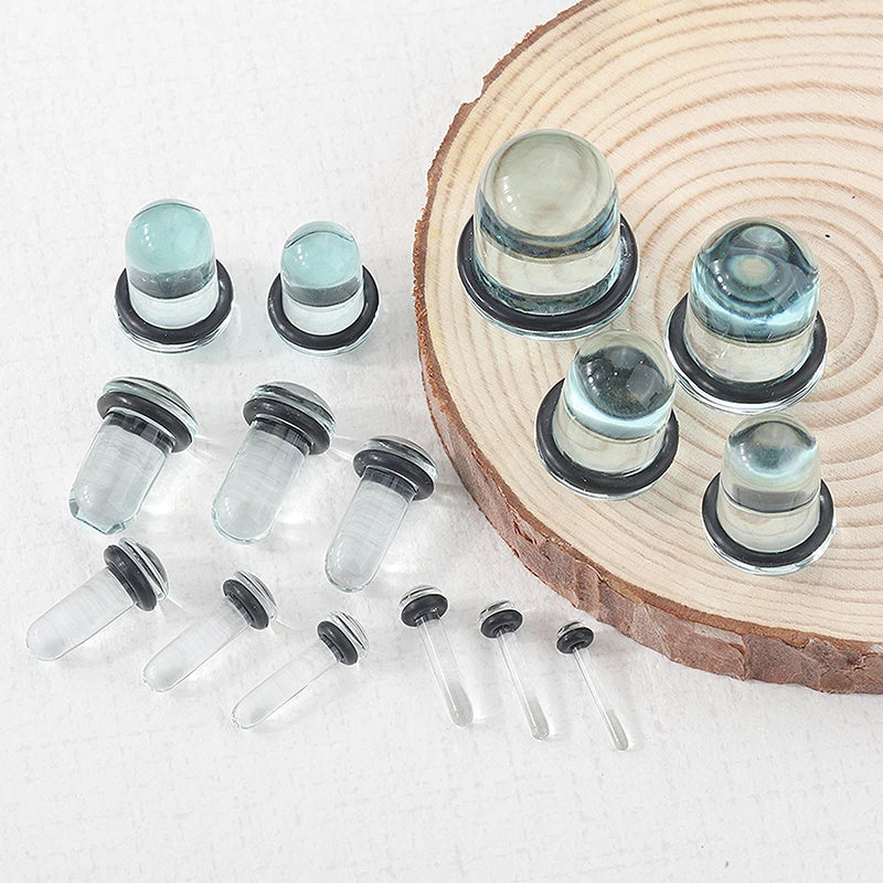 2pcs Glass Ear Gauges Stretching Kit Short Taper Expander 1.6-16mm Stretching Ear Tunnels And Plugs Body Piercing Jewelry