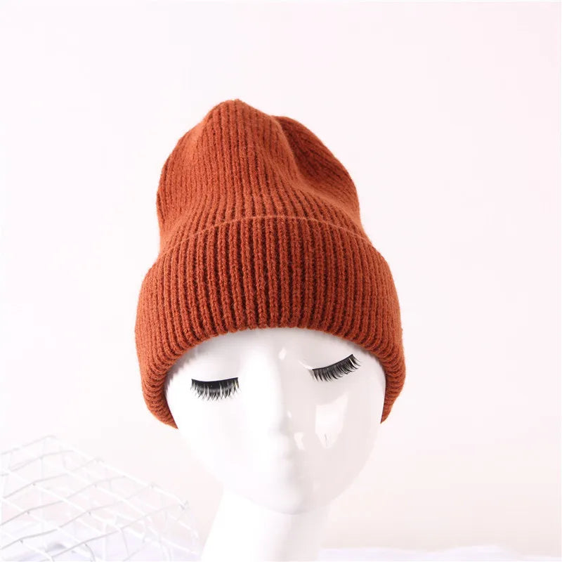 New winter adult casual beanie cap Outdoor lady knitted hat Thick warm comfortable