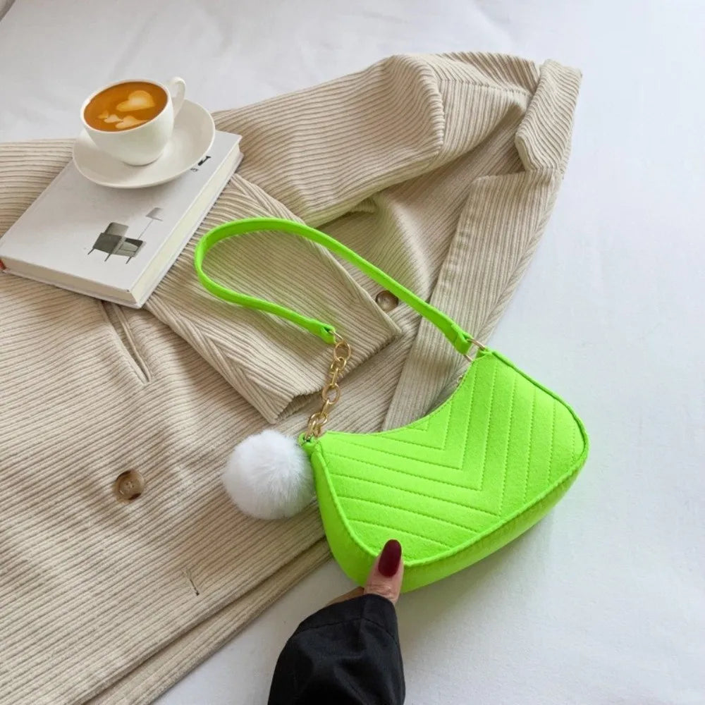 New Fashion Design Mini Shoulder Bag Simple Design Trendy Felt Underarm Bag Casual Light Weight Handbag Work