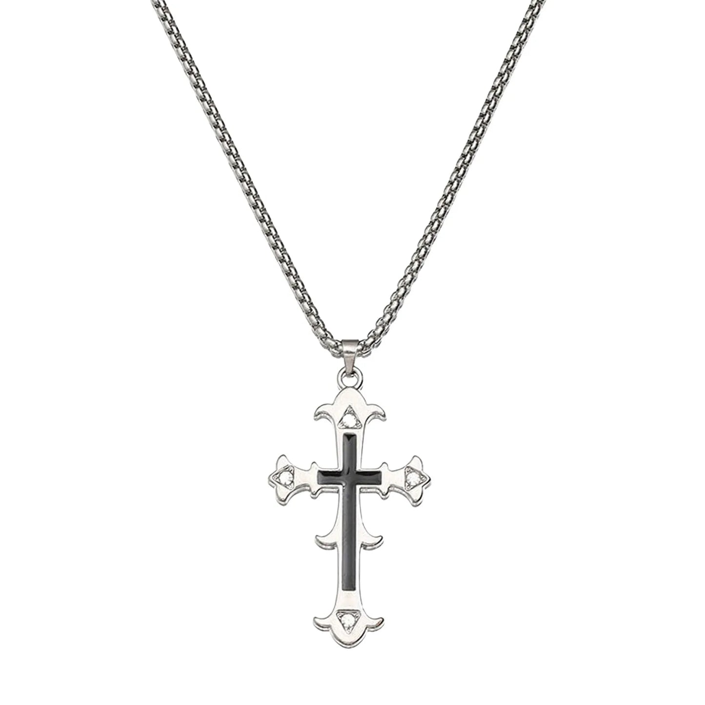 Cross pendant necklace chrome heart diamond necklace cross necklace pendant street style titanium steel cross necklace jewelry
