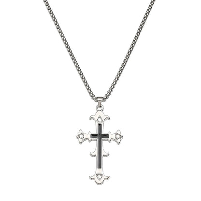 Cross pendant necklace chrome heart diamond necklace cross necklace pendant street style titanium steel cross necklace jewelry
