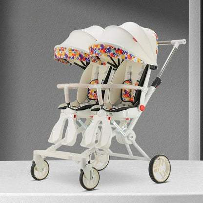 Twin strollers for two children Two seats Lightweight folding stroller Multifunctional stroller can sit and lie down