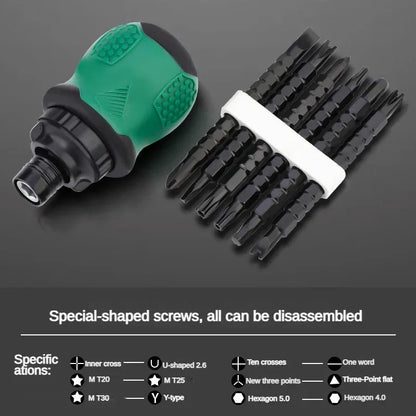 13 in 1 Ratchet Screwdriver Set Short Handle Cross Groove Drill Telescopic Dual Purpose Home Magnetic Repair Tools Kit