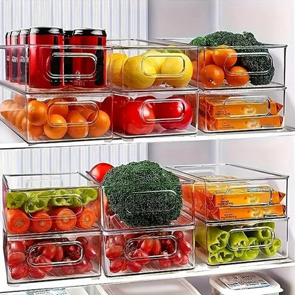 1-3PC Refrigerator Organizers Bins With Handle Plastic Pantry  Refrigerator Crisper Pantry Kitchen Food Freezer Tool Storage Box