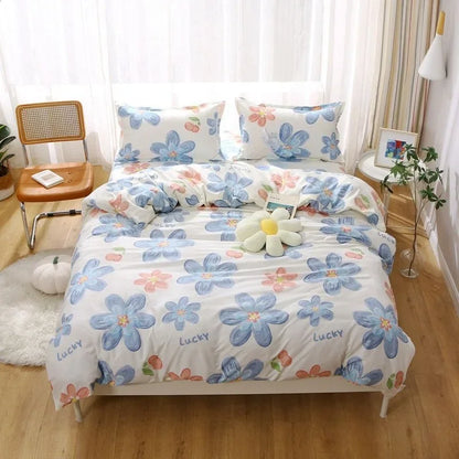 Soft Duvet Cover Polyester Flower Printed Double Comforter Bedding Quilt Cover for Queen/King Couple Single Bed Capa De Edredon