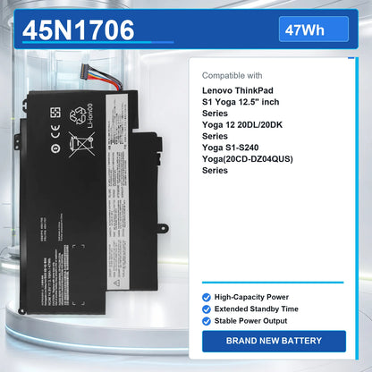 45N1706 47Wh 14.8V Laptop Battery For Lenovo Thinkpad S1 Yoga12 20CDCTO1WW 20CDA068CD 45N1704 45N1705 45N1707