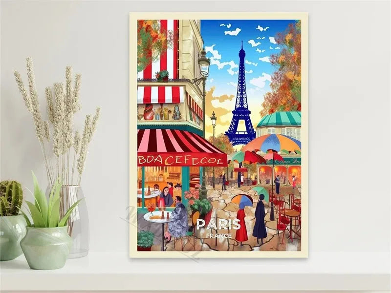 Porto Paris Nordic Retro Holiday Travel City Art Home Wall Decor Pictures Room Living Canvas Painting Print Tourism Posters Gift