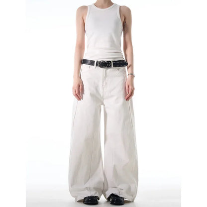 White Jeans Women Y2K Baggy Woman Vintage High Waisted Jeans Straight Streetwear Casual Loose Big Size Wide Leg Denim Pants
