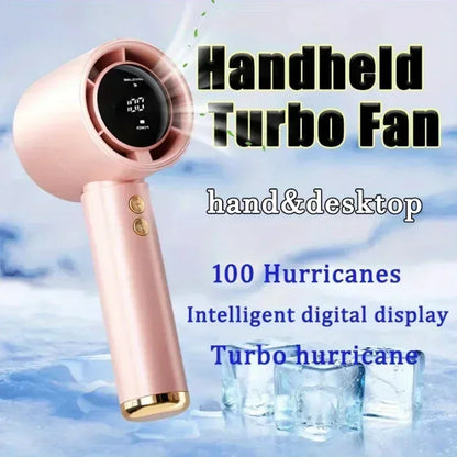 Portable Mini Handheld Fan Type C Rechargeable Digital Display Fan High-Speed Electric Cooling Fan Desktop Outdoor Small Fans