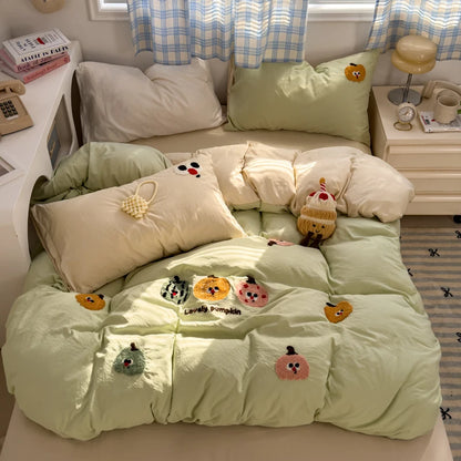 Brown Stripe Bedding Comforter Set Pillowcase bed sheet Single Full Size Bed Linen Duvet Cover Set Queen/King Double Single Bed