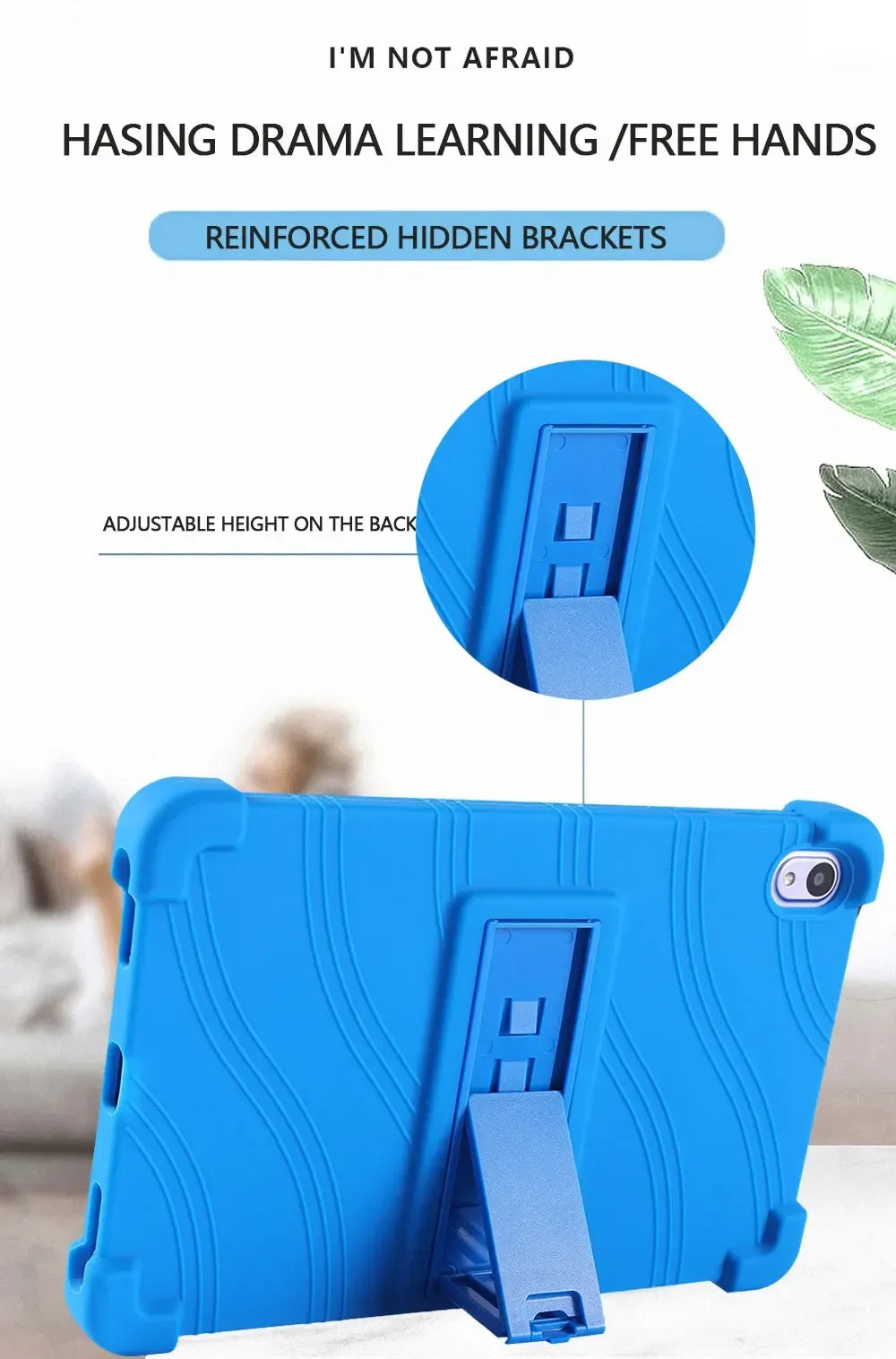 For Walmart ONN 8-inch 100135923 Tablet Case 2024 Shockproof Air Cushion Soft Silicone 8-inch Adjustable Stand Protective Case