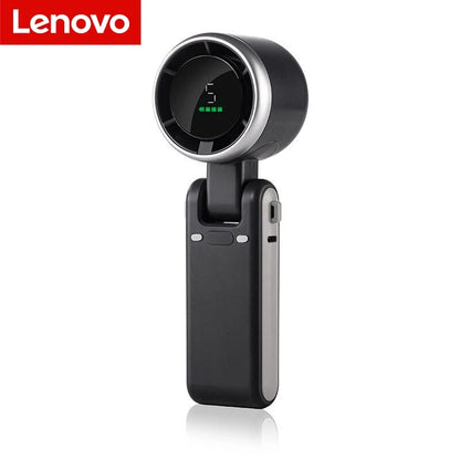 Lenovo Handheld Folding Fan Type-C Charge Ports Portable Desktop 5 level Adjustment Digital Display Electric Fan With Lanyard