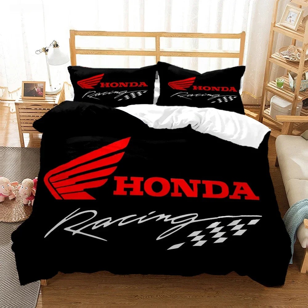 HRC-HONDA Motorcycle logo Duvet Cover Comforter Bedding sets Soft Quilt Cover and Pillowcases for Teens Single/Double/Queen/King