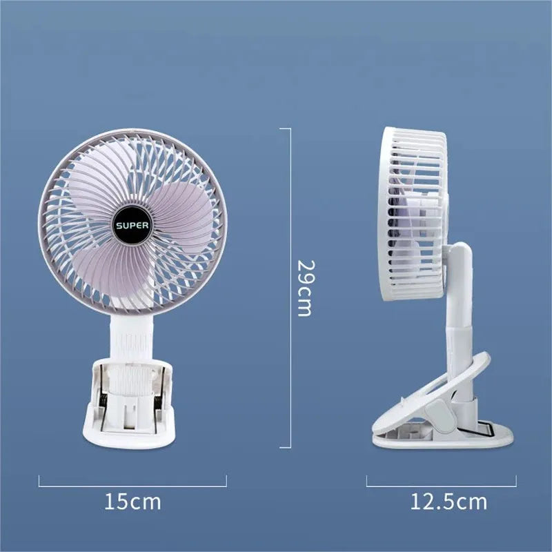 Portable 3-gears Wireless Electric Fan Hand Clip Circulator Cooling Fan for Camping Desktop Office with Detachable Base